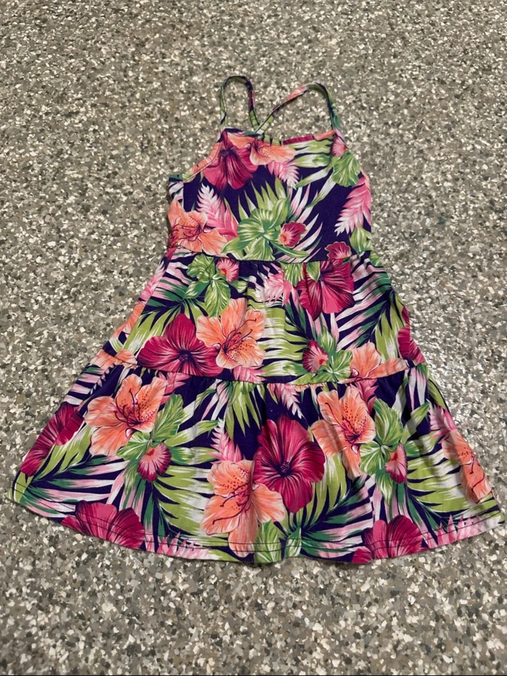 The Children's Place Purple Floral Tiered Sundress with Pink and Green - Picture 1 of 5